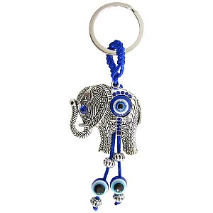 Chaveiro Elefante com Olho Grego 13cm - Proteção e Sorte