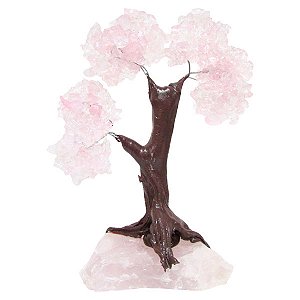 Árvore de Cristal Quartzo Rosa Bruta P 12cm - Amor e Calma
