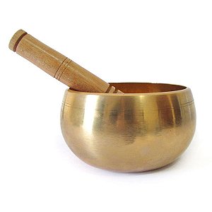 Tigela Tibetana 7 Metais Dourada Lisa Buda Zen 12,5cm T3