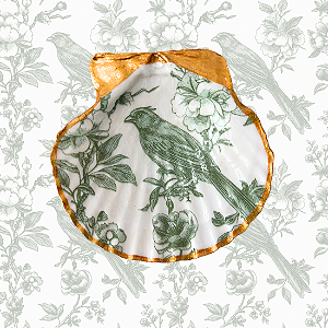 Concha Toile de Jouy Pássaro Verde