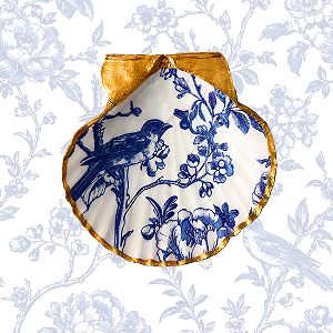 Concha Toile de Jouy Pássaro Azul