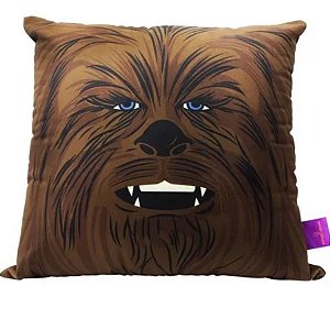Almofada Fibra Veludo 40X40CM Chewbacca STAR WARS 10064157 Travesseiro Decorativo Quarto Sala Infantil Estampada Personalizada Presente Adulto Criança