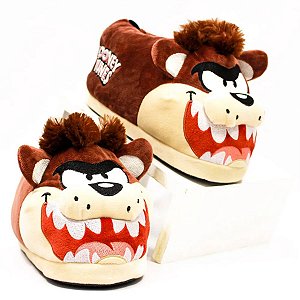 Pantufa Unissex TAZ 10071625 Sapato de Pelo Frio Fofinho Quentinho Chinelo de Quarto Conforto Antiderrapante Infantil Adulto Presente