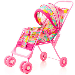 Carrinho de Boneca Reclinável Luxo Bebê Reborn Deitar Sentar
