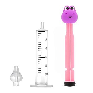 Lavador Nasal Seringa Dino Rosa Lavagem Bebe Criança Cuidado Higiene