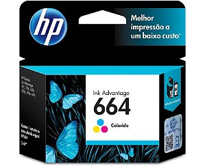 Cartucho HP 664 Colorido Original (F6V28AB) Para HP Deskjet