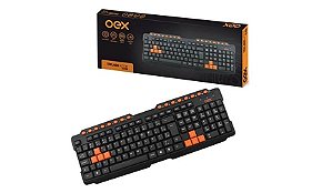 Teclado Multimídia Gamer USB Action, Preto E Laranja, OEX - TC200