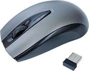 Mouse Sem Fio Oex, Moby, Wireless, Preto/Chumbo - MS407