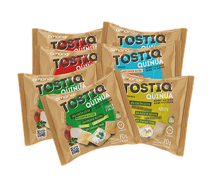 AMANA COMBO 6- DEGUSTAÇÃO 7 UNIDADES - 2 TOSTIQ ORIGINAL + 2 TOSTIQ CEBOLA E SALSA + 2 TOSTIQ TOMATE COM ERVAS + 1 TOSTIQ AZEITE