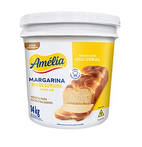 Margarina com Sal 80% de Lipídeos Balde 14 kg - Amélia