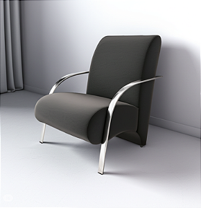 Poltrona - Braço Metálico  - Veludo  (Cinza)