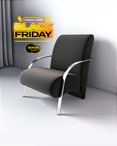 Poltrona - Braço Metálico - Veludo (Cinza)