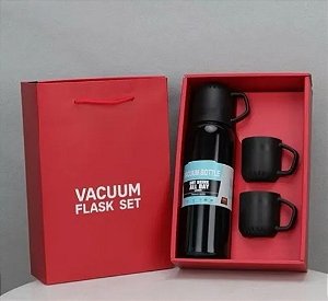 Kit Garrafa Térmica Vacuum Flask Series 500ml ZM Preto