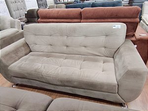 Sofá 3 Lugares em Tecido Suede 204 cm de largura - Bege Claro
