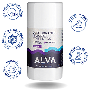 Desodorante Natural e Vegano Twist Stick Lavanda Alva 55g Alva