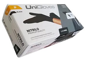 UniGloves Luva Preta  Nitrílica P 100un