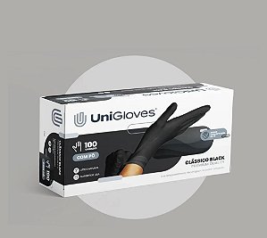 Unigloves-Luva de látex P Preta para procedimento (pouco pó) 100UN