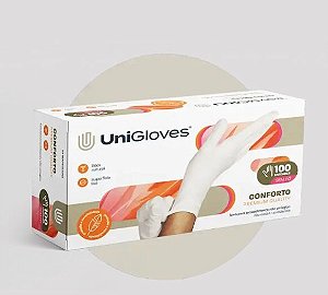 Unigloves Luva P de látex Lisa Branca para procedimento (sem pó) 100UN
