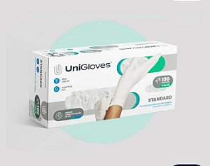 Unigloves Luva P de látex Branca para procedimento Standard (pouco pó) 100UN