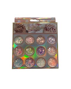 Kaisa Kit 12 Peças Glitter Flocado Tons Pastel