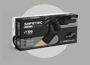 UniGloves Luva Nitrílica M Preta para Proteção Química Safetec (sem pó)