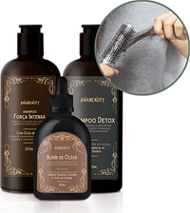 Kit Queda de Cabelo - Shampoo Força + Shampoo Detox + Blend Óleos