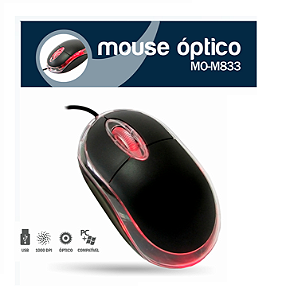 Mouse Óptico, com fio, Kmex, MO-M833.