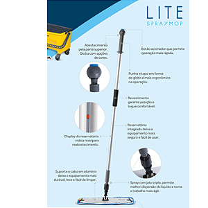 LITE SPRAY MOP CINZA/AZUL KUNBER