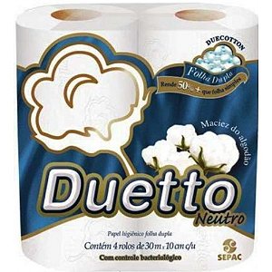 PAPEL HIGIÊNICO ROLINHO FOLHA DUPLA 72X30M DUETTO