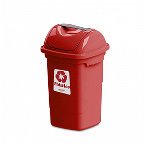 LIXEIRA 30L C/ TAMPA BASCULANTE P/COLETA SELETIVA VERMELHO PLASVALE