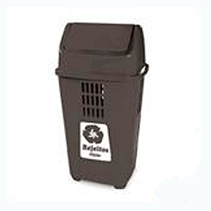 LIXEIRA 50L C/TAMPA BASCULANTE CINZA P/COLETA SELETIVA PLASVALE