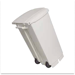 LIXEIRA 100L C/ COM PEDAL E RODAS BRANCA PERFECT