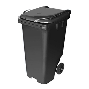 CONTEINER PLÁSTICO 240LTS COM RODA DE 200MM . COR PRETO