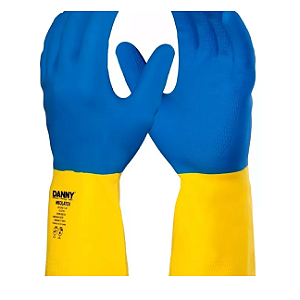 LUVA DE LATEX BICOLOR VOLK - TAMANHO G.