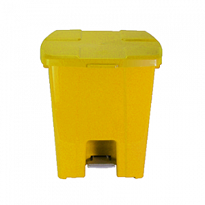 CESTO PLÁSTICO 30L QUADRADO C/ PEDAL E ARO INTERNO AMARELO