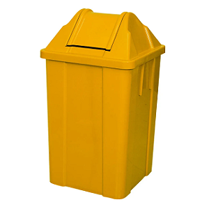 CESTO QUADR COM TAMPA VAI E VEM 100 LTS AMARELO