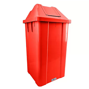 CESTO QUADRADO 100L C/ TAMPA VAI-VEM. COR: VERMELHO