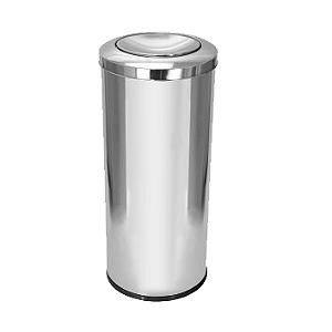 LIXEIRA EM AÇO INOX 30 X 70 CM DE ALTURA COM TAMPA MEIA ESFERA (CAPACIDADE: 50L)