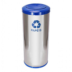 LIXEIRA EM AÇO INOX COM TAMPA MEIA ESFERA PINTADA 50L