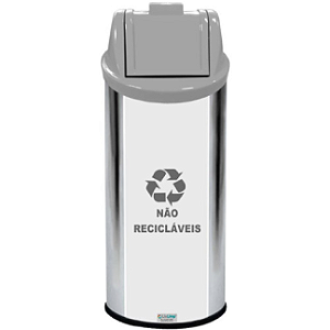 LIXEIRA EM AÇO INOX COM TAMPA VAI-VEM PLÁSTICA 50L CINZA