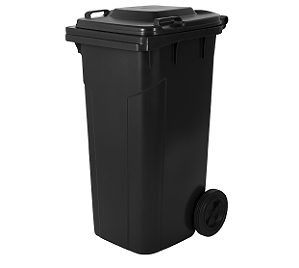 CONTEINER 120L C/ RODAS PRETO PLESTIN