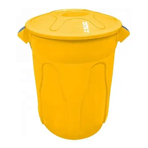CESTO PLÁSTICO 20L COM TAMPA. COR AMARELO