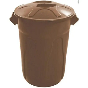 CESTO PLÁSTICO 20L COM TAMPA. COR MARROM