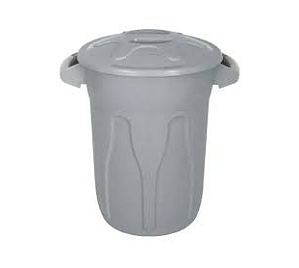 CESTO PLÁSTICO 40L COM TAMPA. COR CINZA