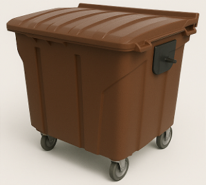 CONTEINER 1000L C/ RODAS MARROM PLESTIN
