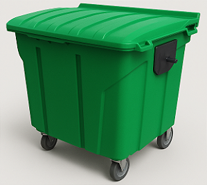 CONTEINER 1000L C/ RODAS VERDE PLESTIN