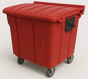 CONTEINER 1000L C/ RODAS VERMELHO PLESTIN