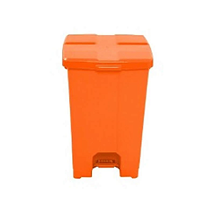 CESTO PLÁSTICO QUADRADO COM PEDAL 60 L. COR: LARANJA - CAIXA COM 3 UNIDADES