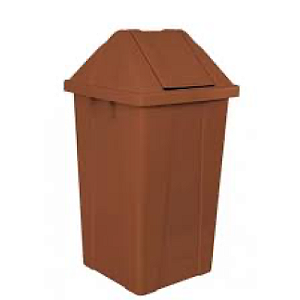 CESTO 25L QUADRADO C/ TAMPA BASCULANTE MARROM