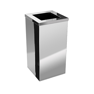 LIXEIRA QUADRADA COM ARO EM AÇO INOX 100L